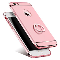 Custodia Lusso Metallo Laterale e Plastica con Anello Supporto per Apple iPhone 6 Oro Rosa