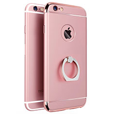 Custodia Lusso Metallo Laterale e Plastica con Anello Supporto per Apple iPhone 6 Plus Rosa