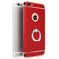 Custodia Lusso Metallo Laterale e Plastica con Anello Supporto per Apple iPhone 6 Rosso