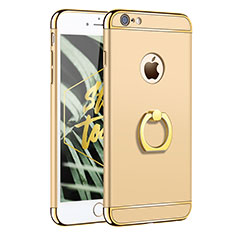 Custodia Lusso Metallo Laterale e Plastica con Anello Supporto per Apple iPhone 6S Plus Oro