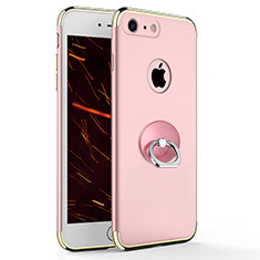 Custodia Lusso Metallo Laterale e Plastica con Anello Supporto per Apple iPhone 7 Rosa