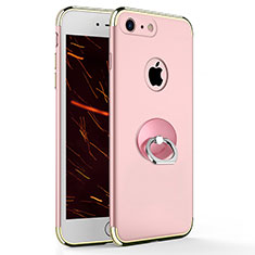 Custodia Lusso Metallo Laterale e Plastica con Anello Supporto per Apple iPhone 8 Rosa
