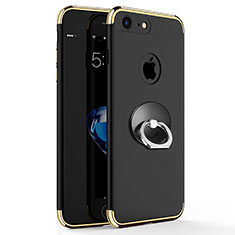 Custodia Lusso Metallo Laterale e Plastica con Anello Supporto per Apple iPhone SE (2020) Nero