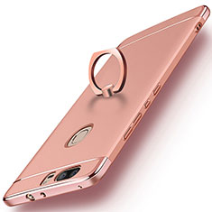 Custodia Lusso Metallo Laterale e Plastica con Anello Supporto per Huawei Honor V8 Oro Rosa