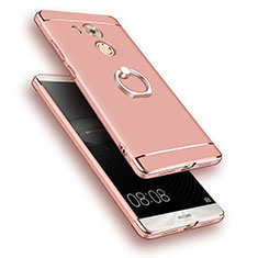 Custodia Lusso Metallo Laterale e Plastica con Anello Supporto per Huawei Mate 8 Oro Rosa