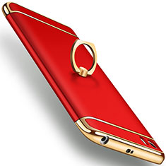 Custodia Lusso Metallo Laterale e Plastica con Anello Supporto per Xiaomi Mi 5 Rosso