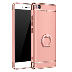 Custodia Lusso Metallo Laterale e Plastica con Anello Supporto per Xiaomi Mi 5S 4G Oro Rosa