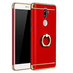 Custodia Lusso Metallo Laterale e Plastica con Anello Supporto per Xiaomi Mi 5S Plus Rosso