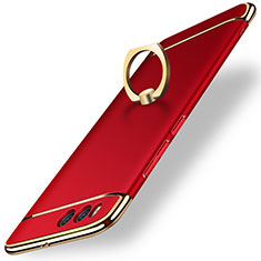 Custodia Lusso Metallo Laterale e Plastica con Anello Supporto per Xiaomi Mi 6 Rosso