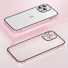 Custodia Lusso Metallo Laterale e Plastica Cover Bling-Bling LF1 per Apple iPhone 13 Pro Max Oro Rosa