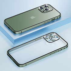 Custodia Lusso Metallo Laterale e Plastica Cover Bling-Bling LF1 per Apple iPhone 13 Pro Max Verde