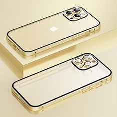Custodia Lusso Metallo Laterale e Plastica Cover Bling-Bling LF1 per Apple iPhone 13 Pro Oro
