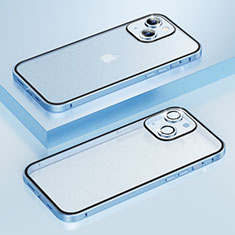 Custodia Lusso Metallo Laterale e Plastica Cover Bling-Bling LF1 per Apple iPhone 14 Blu
