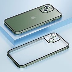 Custodia Lusso Metallo Laterale e Plastica Cover Bling-Bling LF1 per Apple iPhone 14 Plus Verde
