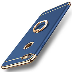 Custodia Lusso Metallo Laterale e Plastica Cover con Anello Supporto A01 per Apple iPhone 8 Blu