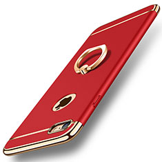 Custodia Lusso Metallo Laterale e Plastica Cover con Anello Supporto A01 per Apple iPhone 8 Rosso