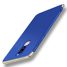 Custodia Lusso Metallo Laterale e Plastica Cover con Anello Supporto A01 per Huawei G10 Blu