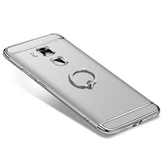 Custodia Lusso Metallo Laterale e Plastica Cover con Anello Supporto A01 per Huawei G9 Plus Argento