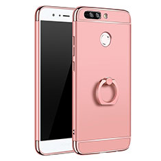 Custodia Lusso Metallo Laterale e Plastica Cover con Anello Supporto A01 per Huawei Honor 8 Pro Oro Rosa