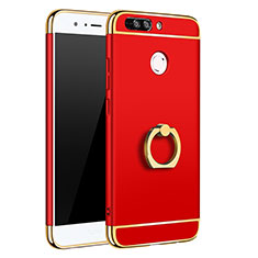 Custodia Lusso Metallo Laterale e Plastica Cover con Anello Supporto A01 per Huawei Honor 8 Pro Rosso