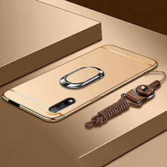 Custodia Lusso Metallo Laterale e Plastica Cover con Anello Supporto A01 per Huawei Honor 9X Oro
