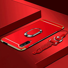 Custodia Lusso Metallo Laterale e Plastica Cover con Anello Supporto A01 per Huawei Honor 9X Pro Rosso