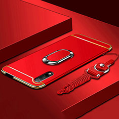 Custodia Lusso Metallo Laterale e Plastica Cover con Anello Supporto A01 per Huawei Honor 9X Rosso