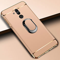 Custodia Lusso Metallo Laterale e Plastica Cover con Anello Supporto A01 per Huawei Mate 20 Lite Oro