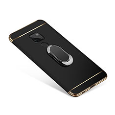 Custodia Lusso Metallo Laterale e Plastica Cover con Anello Supporto A01 per Huawei Mate 20 Nero