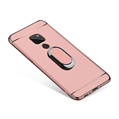 Custodia Lusso Metallo Laterale e Plastica Cover con Anello Supporto A01 per Huawei Mate 20 Oro Rosa