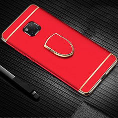 Custodia Lusso Metallo Laterale e Plastica Cover con Anello Supporto A01 per Huawei Mate 20 Pro Rosso