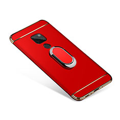 Custodia Lusso Metallo Laterale e Plastica Cover con Anello Supporto A01 per Huawei Mate 20 Rosso