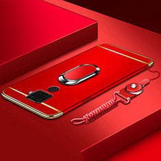 Custodia Lusso Metallo Laterale e Plastica Cover con Anello Supporto A01 per Huawei Mate 30 Lite Rosso