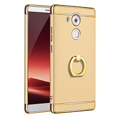 Custodia Lusso Metallo Laterale e Plastica Cover con Anello Supporto A01 per Huawei Mate 8 Oro