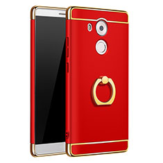 Custodia Lusso Metallo Laterale e Plastica Cover con Anello Supporto A01 per Huawei Mate 8 Rosso