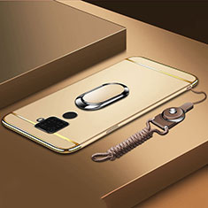 Custodia Lusso Metallo Laterale e Plastica Cover con Anello Supporto A01 per Huawei Nova 5z Oro