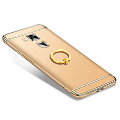 Custodia Lusso Metallo Laterale e Plastica Cover con Anello Supporto A01 per Huawei Nova Plus Oro