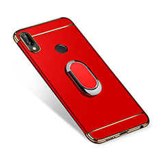 Custodia Lusso Metallo Laterale e Plastica Cover con Anello Supporto A01 per Huawei P Smart+ Plus Rosso