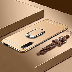 Custodia Lusso Metallo Laterale e Plastica Cover con Anello Supporto A01 per Huawei P Smart Pro (2019) Oro