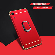 Custodia Lusso Metallo Laterale e Plastica Cover con Anello Supporto A01 per Huawei Y6s Rosso