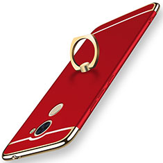 Custodia Lusso Metallo Laterale e Plastica Cover con Anello Supporto A01 per Huawei Y7 Prime Rosso