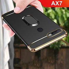 Custodia Lusso Metallo Laterale e Plastica Cover con Anello Supporto A01 per Oppo AX7 Nero