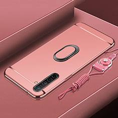 Custodia Lusso Metallo Laterale e Plastica Cover con Anello Supporto A01 per Realme X2 Oro Rosa