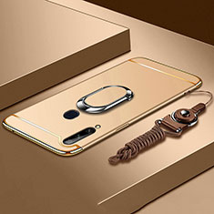 Custodia Lusso Metallo Laterale e Plastica Cover con Anello Supporto A01 per Samsung Galaxy A20s Oro