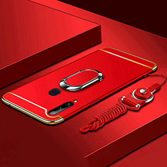 Custodia Lusso Metallo Laterale e Plastica Cover con Anello Supporto A01 per Samsung Galaxy A20s Rosso