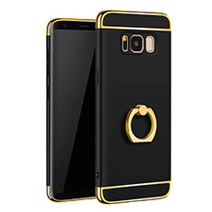 Custodia Lusso Metallo Laterale e Plastica Cover con Anello Supporto A01 per Samsung Galaxy S8 Nero