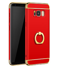 Custodia Lusso Metallo Laterale e Plastica Cover con Anello Supporto A01 per Samsung Galaxy S8 Rosso