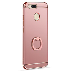 Custodia Lusso Metallo Laterale e Plastica Cover con Anello Supporto A01 per Xiaomi Mi 5X Oro Rosa