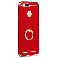 Custodia Lusso Metallo Laterale e Plastica Cover con Anello Supporto A01 per Xiaomi Mi 5X Rosso