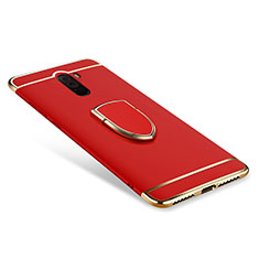 Custodia Lusso Metallo Laterale e Plastica Cover con Anello Supporto A01 per Xiaomi Pocophone F1 Rosso